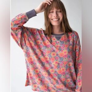 NATURAL LIFE Multicolor Floral Long Sleeve Top